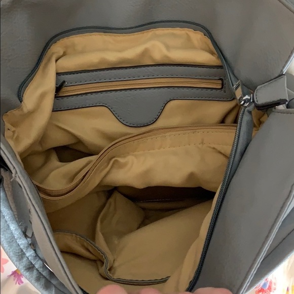 Grey Faux Leather Hobo Tote Shoulder Bag Patchwork - Picture 9 of 12